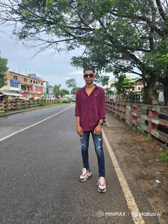 Young Man Poses on Roadside in Overcast Weather – AI Generated Video | Hailuo AI