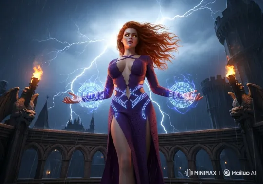 Goddess Dominates Storm in Gothic Castle Setting – AI Generated Video | Hailuo AI