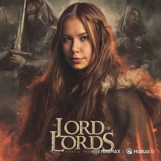 Epic Fantasy Scene: Determined Woman and Warriors Amidst Fiery Battle – AI Generated Video | Hailuo AI