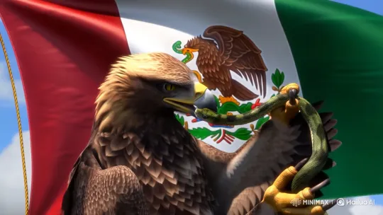 Golden Eagle Predates Snake Against Mexican Flag Background – AI Generated Video | Hailuo AI