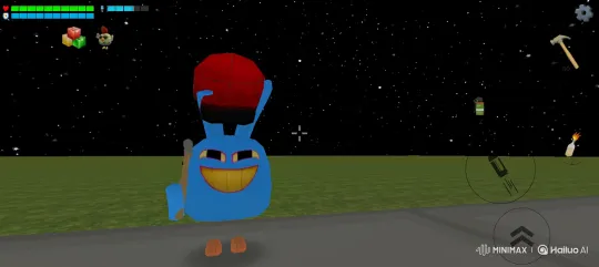 Blue Creature's Goofy Dance and Molotov Throw in Game – AI Generated Video | Hailuo AI