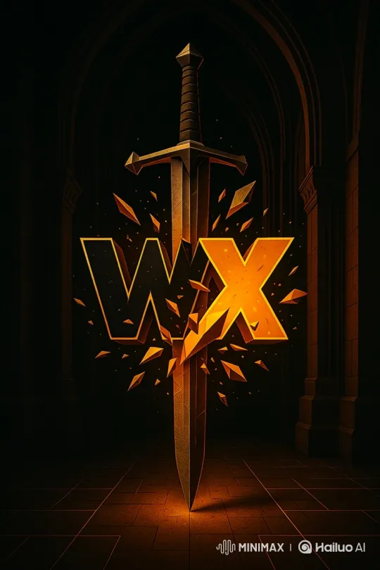 Golden Sword Fractures 'WX' Logo in Dramatic Reveal – AI Generated Video | Hailuo AI