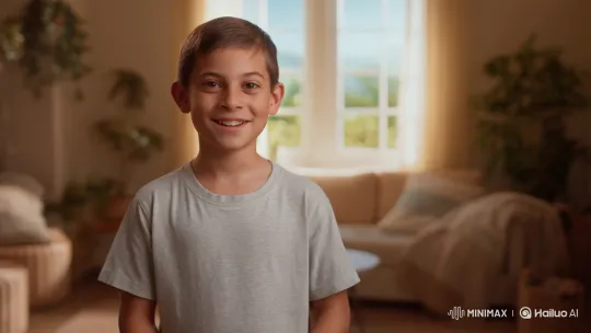 Boy Greet "Oi tio Silmar" with Warm Smile – AI Generated Video | Hailuo AI