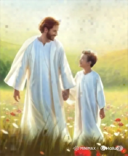 Man and Boy Share Joyful High-Five in Sunny Field – AI Generated Video | Hailuo AI