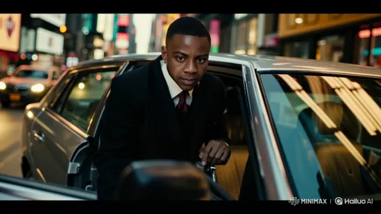 Young Man in Suit Enters and Drives Away in City Night – AI Generated Video | Hailuo AI