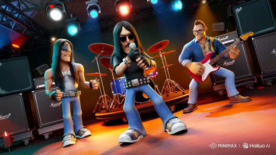 3D Cartoon Rock Legends Perform – AI Generated Video | Hailuo AI