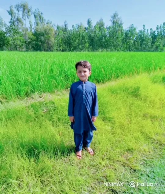 Boy Smiles Gently in Windy Green Field – AI Generated Video | Hailuo AI