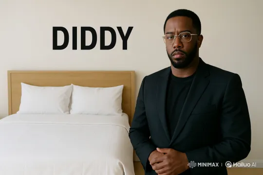 Man Sips Baby Oil, Nods Seriously in Minimalist Bedroom – AI Generated Video | Hailuo AI