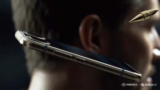 Hero's Smartphone Deflects Bullet in Cinematic Slow-Mo – AI Generated Video | Hailuo AI