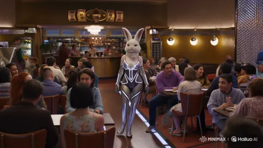 Futuristic Cafe: Graceful Rabbit Woman's Walkthrough – AI Generated Video | Hailuo AI