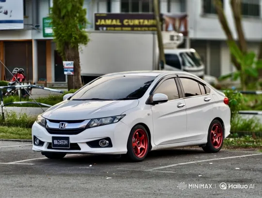 Honda City with Custom Red Wheels and Air Suspension Demonstration – AI Generated Video | Hailuo AI