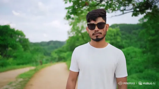 Contemplative Young Man in Serene Nature Setting – AI Generated Video | Hailuo AI