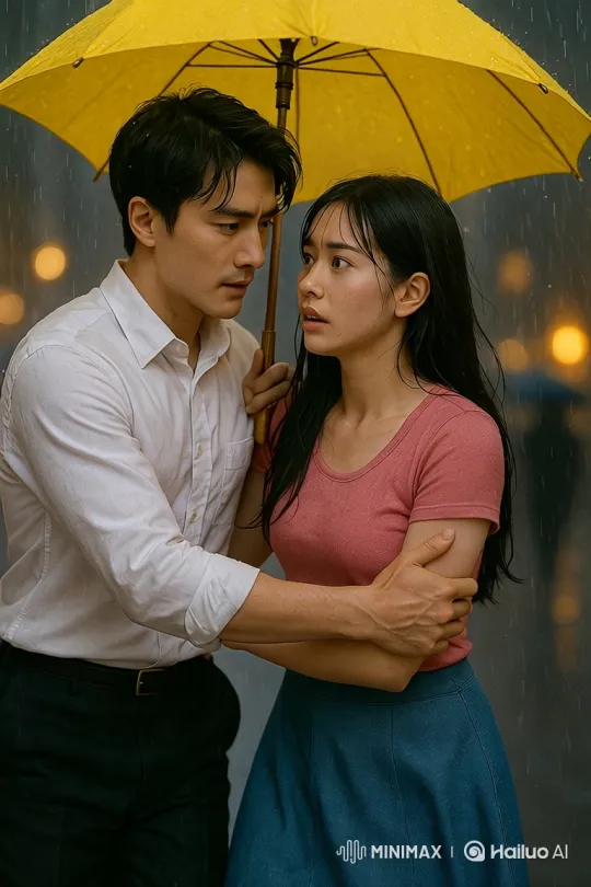 Young Couple's Intimate Moment Under an Umbrella – AI Generated Video | Hailuo AI