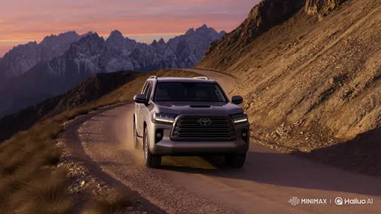 Modern Land Cruiser on Mountain Pass at Sunset – AI Generated Video | Hailuo AI