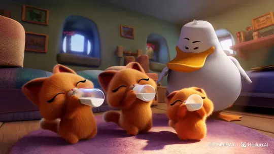Orange Kittens, White Duck, and Gangster Cats – AI Generated Video | Hailuo AI