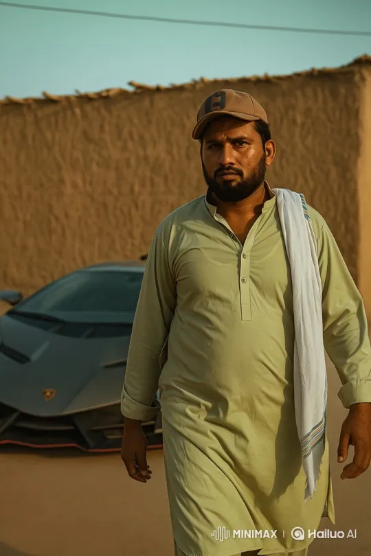 Bearded Man Drives Away in Lamborghini – AI Generated Video | Hailuo AI