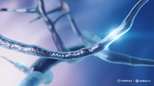 Cinematic Animation of Neuron Signal Transmission – AI Generated Video | Hailuo AI