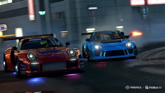 Tokyo Drift: Modified Sports Cars' High-Speed Gun Battle – AI Generated Video | Hailuo AI