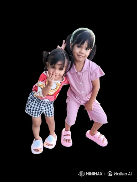 Young Girls Dancing Playfully in Pink and Checkered – AI Generated Video | Hailuo AI