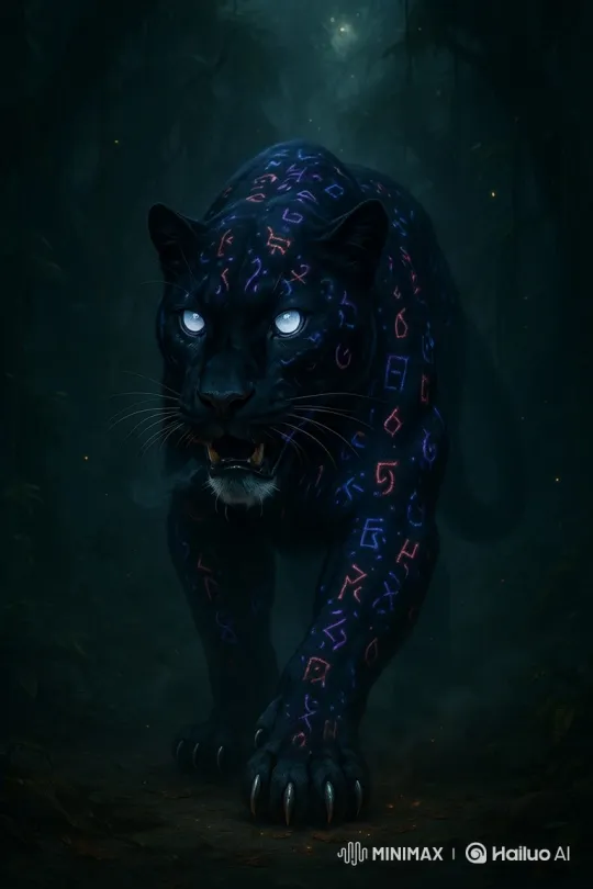 Enchanted Jungle Panther with Ancient Runes and Celestial Glow – AI Generated Video | Hailuo AI