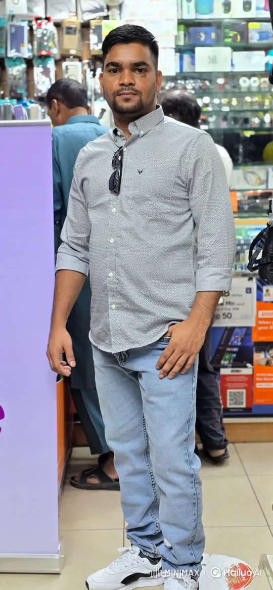 Man's Subtle Transformation to Joy in Electronics Shop – AI Generated Video | Hailuo AI