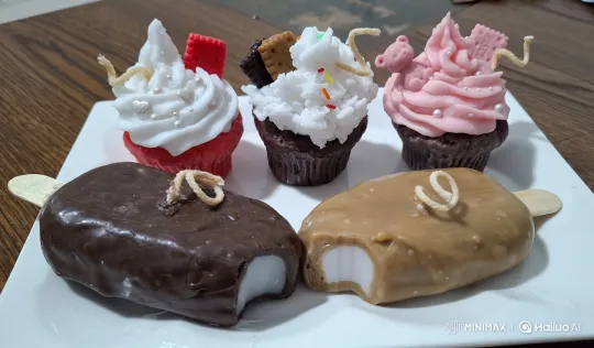 Exquisite Dessert-Shaped Candles Displayed on Plate – AI Generated Video | Hailuo AI