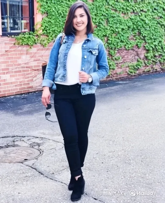 Young Woman in Casual Outfit Poses on Urban Alley – AI Generated Video | Hailuo AI