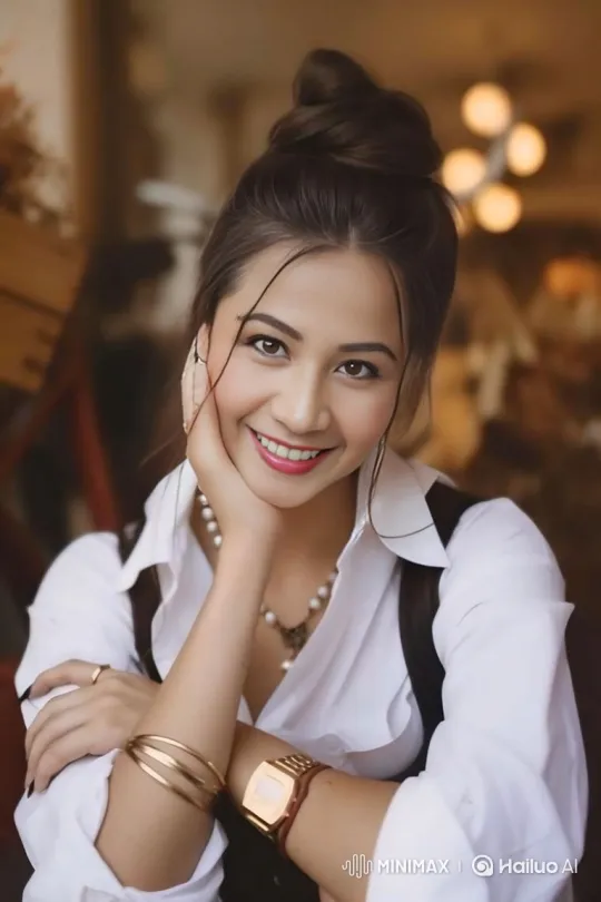 Young Woman Enjoying Coffee in Cozy Café Setting – AI Generated Video | Hailuo AI