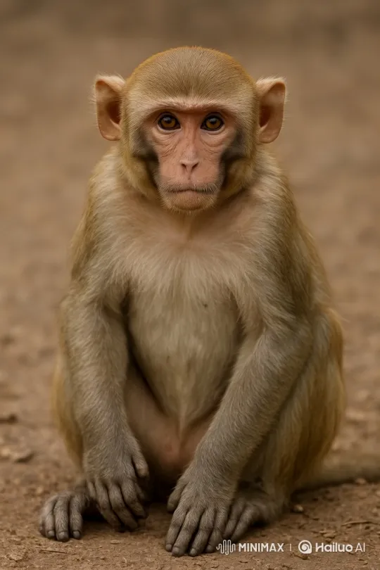 Young Rhesus Macaque Smiles at Camera – AI Generated Video | Hailuo AI