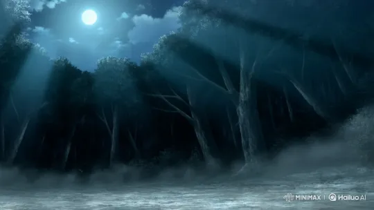 Mystical Forest: Silent Swordsmen Duel in Moonlight – AI Generated Video | Hailuo AI