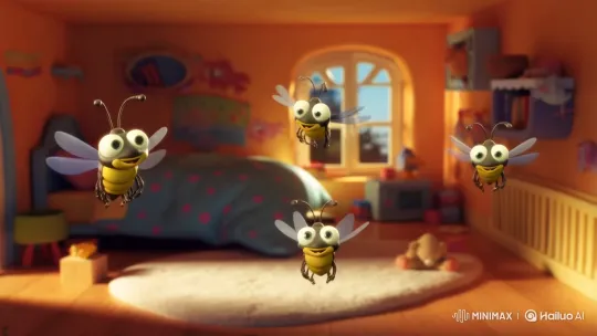 Disney Pixar-Style Mosquitoes Play in a Child's Bedroom – AI Generated Video | Hailuo AI