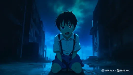 Boy in Awe of Mysterious Sky Light Display – AI Generated Video | Hailuo AI
