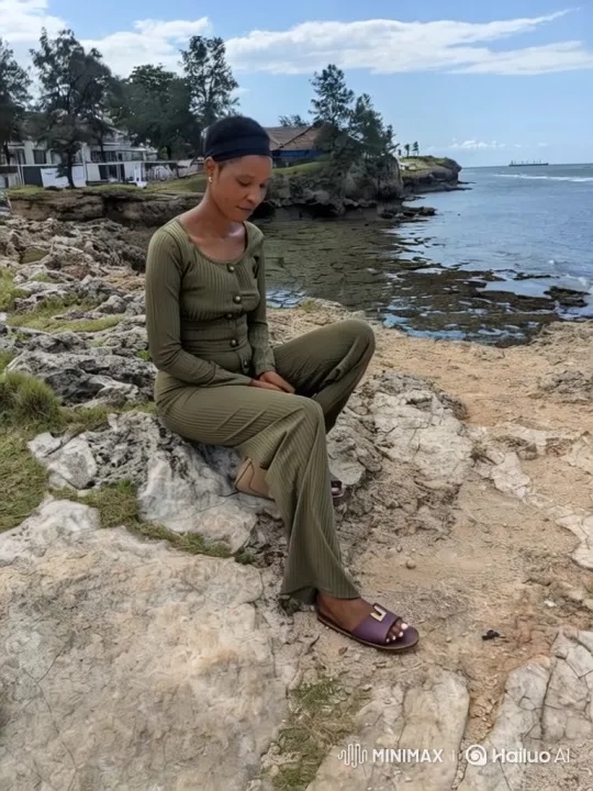 Woman Reflects on Rugged Coastline with Expansive View – AI Generated Video | Hailuo AI
