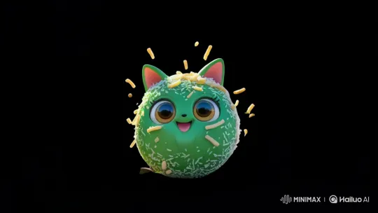 Animated Klepon Character Awakens in Whimsical Room – AI Generated Video | Hailuo AI