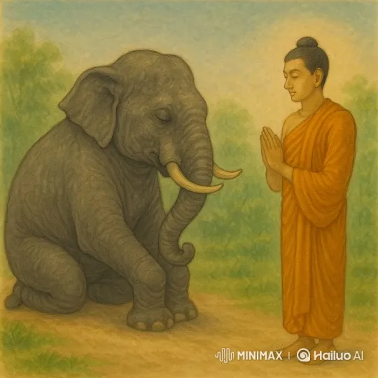 Monk and Elephant in a Moment of Mutual Respect – AI Generated Video | Hailuo AI