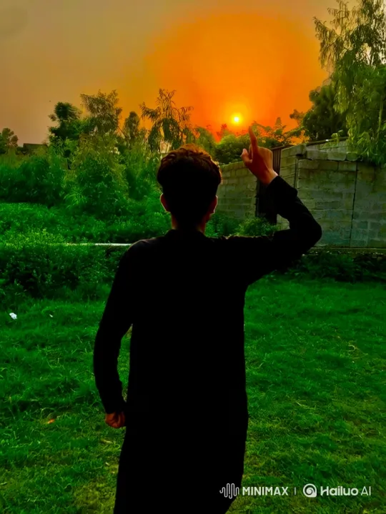 Silhouetted Figure Salutes Sunset Over Tranquil Field – AI Generated Video | Hailuo AI