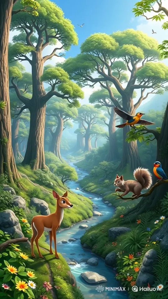 White Rabbit Rescues Stream, Earns Animal Friends' Respect – AI Generated Video | Hailuo AI