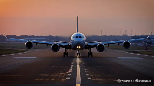 Morning Takeoff: Passenger Jet Soars into Sky – AI Generated Video | Hailuo AI