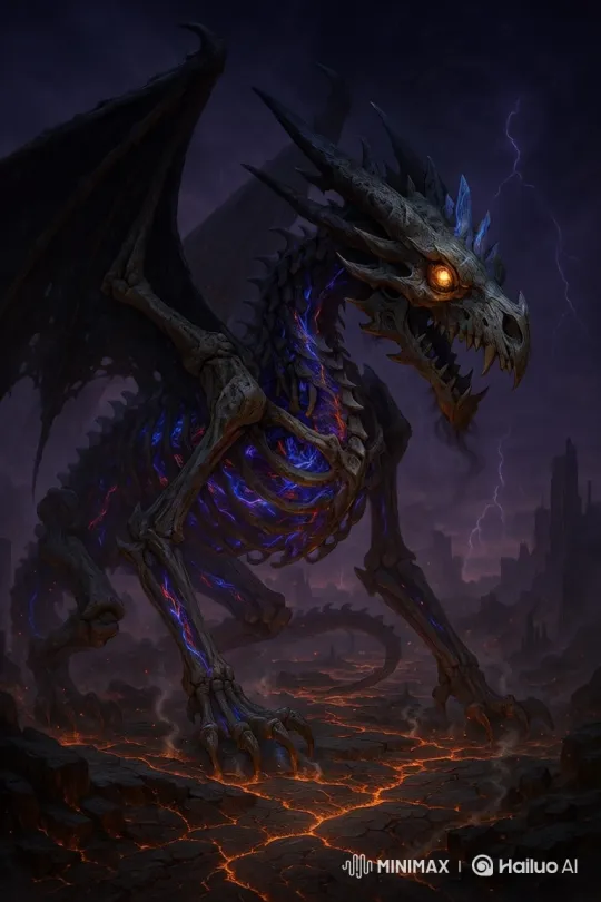 Colossal Skeletal Dragon in Apocalyptic Wasteland – AI Generated Video | Hailuo AI