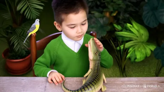 Young Boy's Playful Adventure: From Jungle to Mountain Descent – AI Generated Video | Hailuo AI