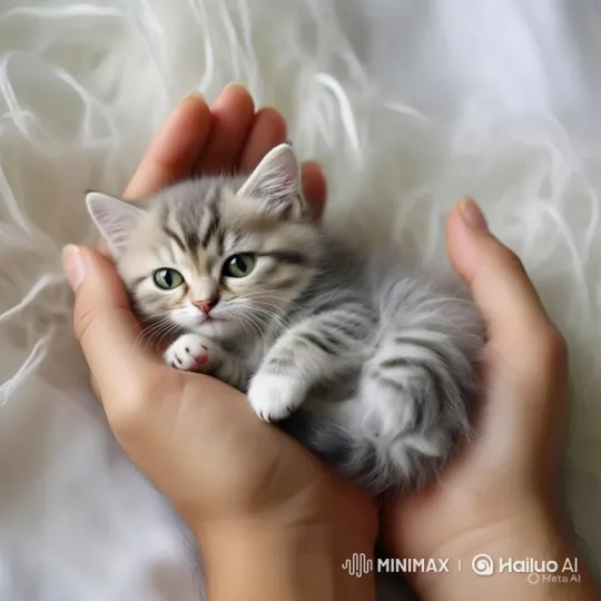 Peaceful Close-up of a Tiny Tabby Kitten – AI Generated Video | Hailuo AI