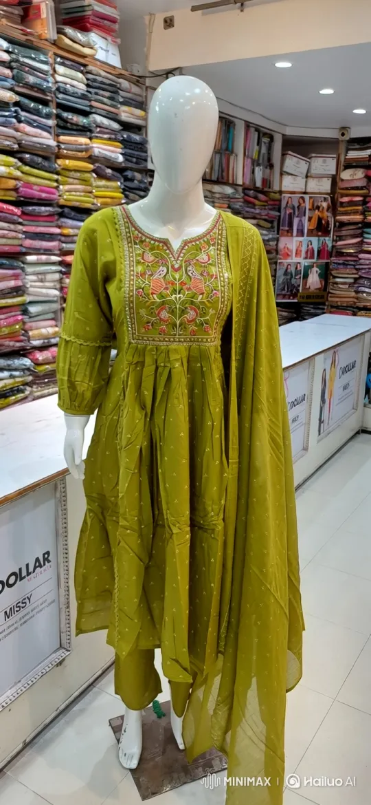 Elegant Lime-Green Ensemble Showcased in Clothing Store – AI Generated Video | Hailuo AI