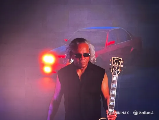 Mysterious Musician Plays Guitar in Atmospheric Haze – AI Generated Video | Hailuo AI