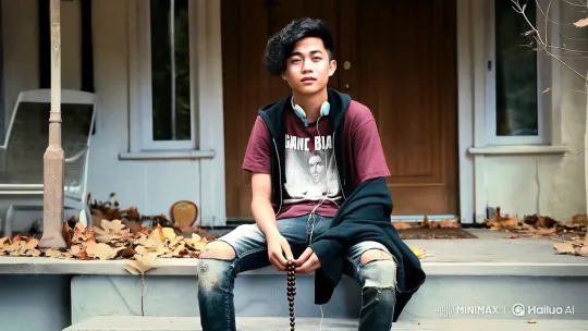 Lonely Teen on Stairs Reflects Home's Stillness – AI Generated Video | Hailuo AI