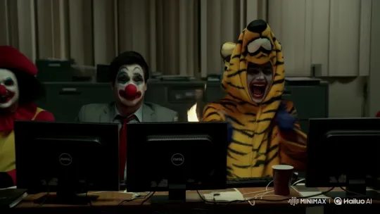 Clowns Mishandle Computers in 'CivitAi Office – AI Generated Video | Hailuo AI