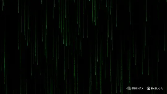 Man Emerges from Cascading Matrix Code – AI Generated Video | Hailuo AI