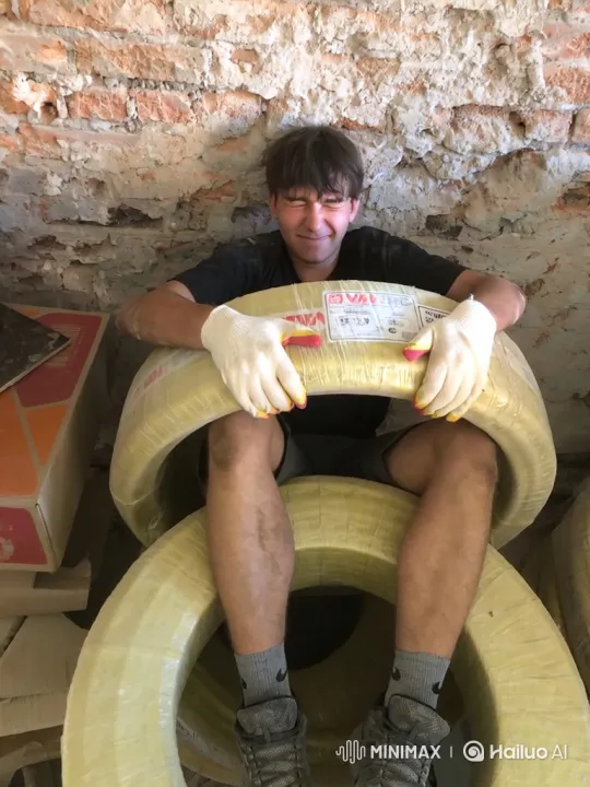 Worker Assaulted by Colleagues Amidst Construction Materials – AI Generated Video | Hailuo AI