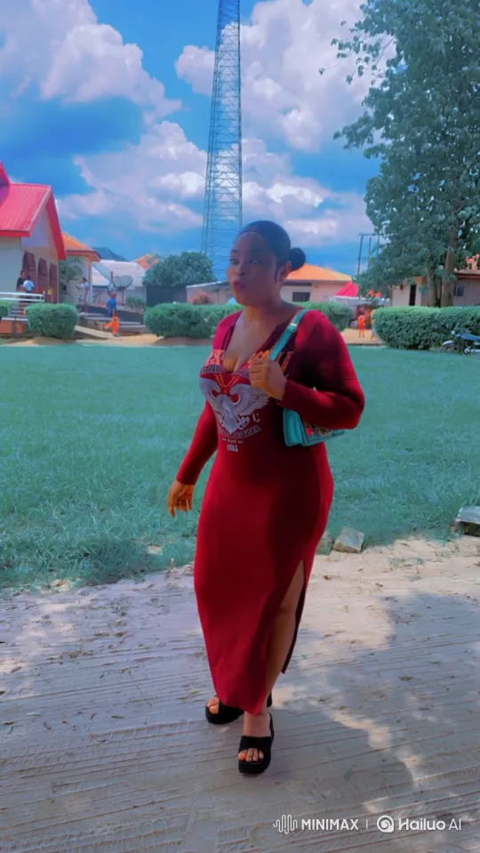 Woman in Red Dress Gets Into Sedan on Dirt Path – AI Generated Video | Hailuo AI
