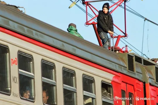 Man Electrocuted on Moving Train Roof – AI Generated Video | Hailuo AI
