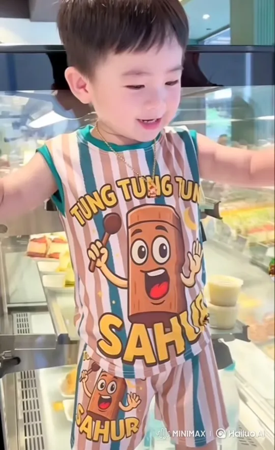 Toddler Examines Food Display with Joy – AI Generated Video | Hailuo AI